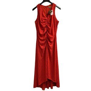 Melonie T Dress Womens18 Orange Open Crochet Knit Maxi Gathered Bust Boho Hippie